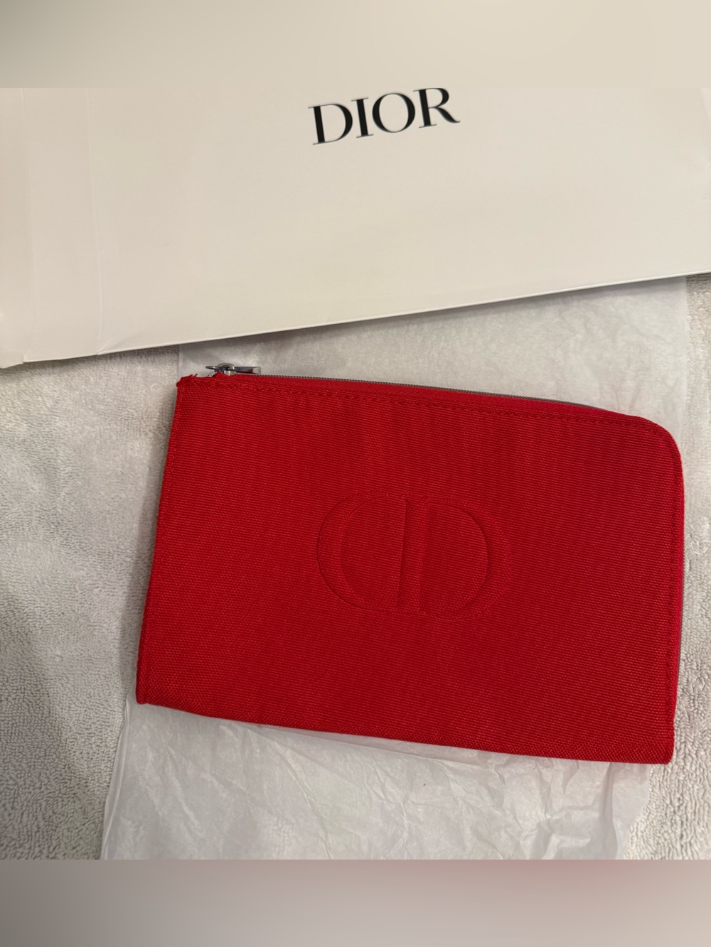 Red Christian Dior Beaute pouch